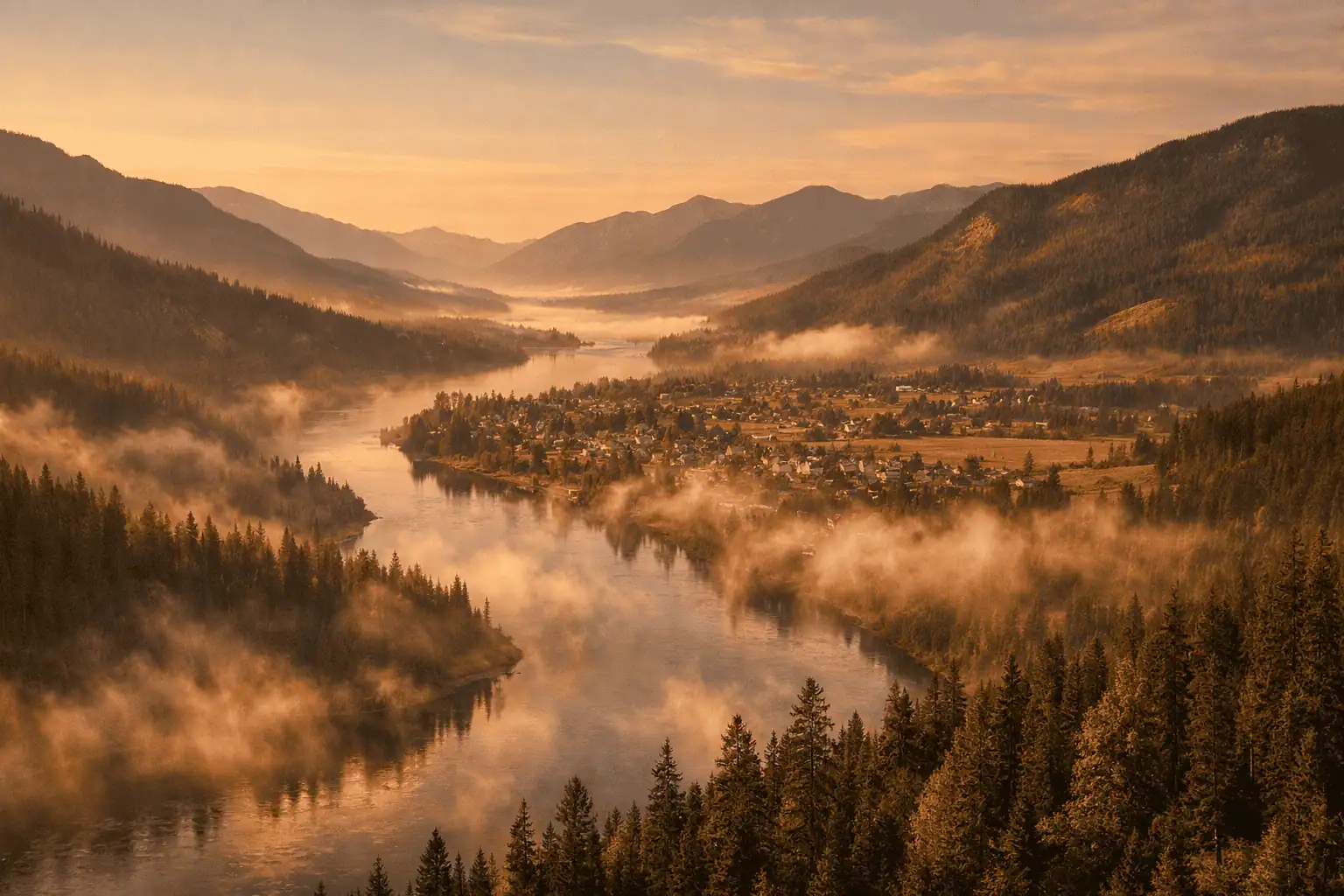 Peace River Country near Grande Prairie, Alberta, mountain landscape and river